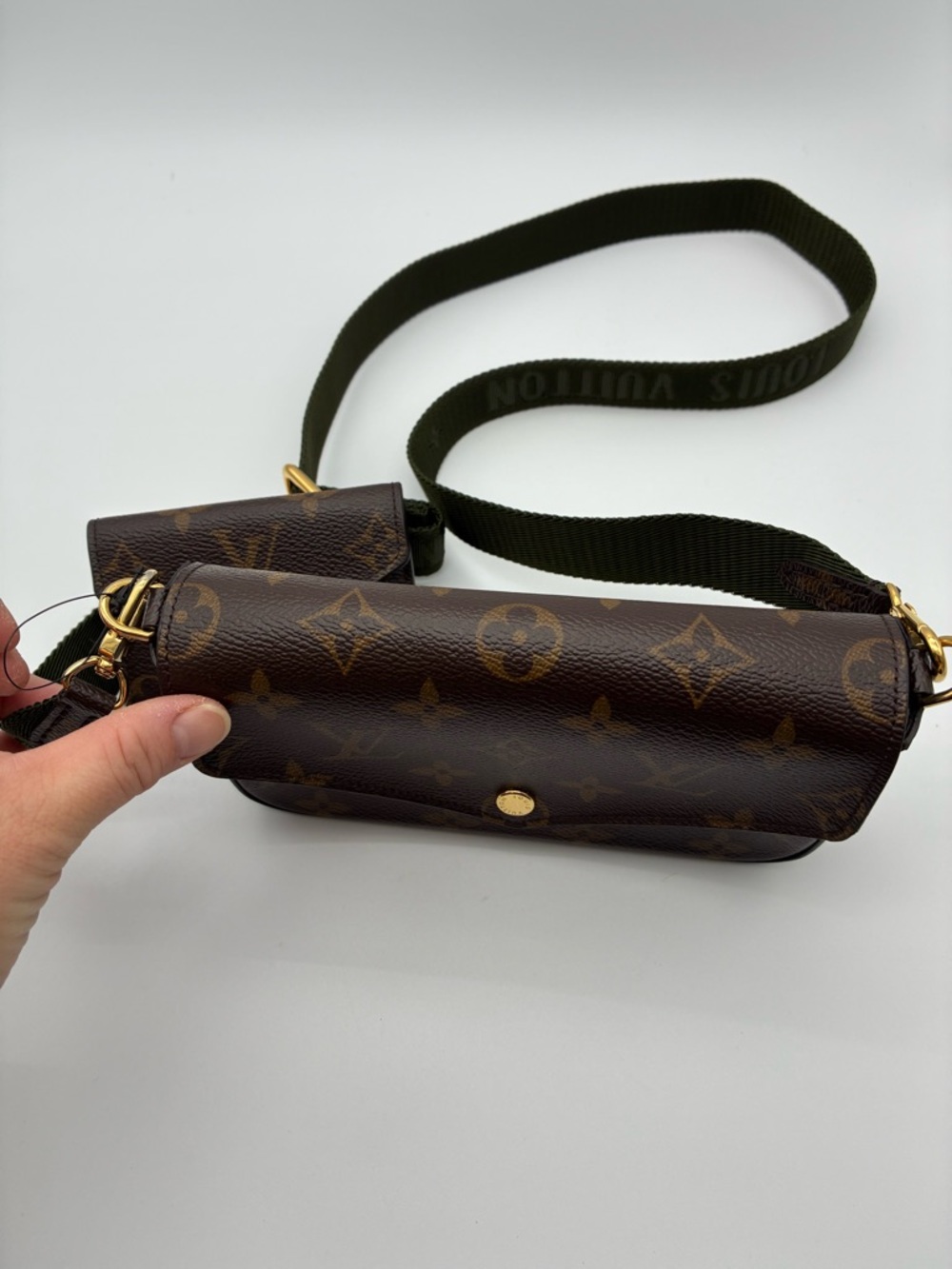 Louis Vuitton Monogram felicie pochette green strap & go w/ mini wallet with COA - Picture 5 of 15